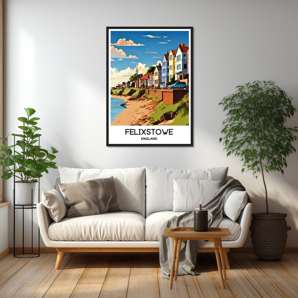 Felixstowe England Seaside Town Colorful Houses Travel Poster - Image 2