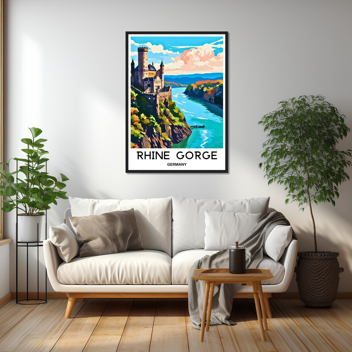 Rhine Gorge Germany Castle Above the River Travel Art Poster - Image 2