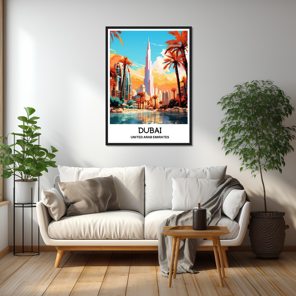 Dubai United Arab Emirates Skyline Burj Khalifa Sunset Travel Poster - Image 2