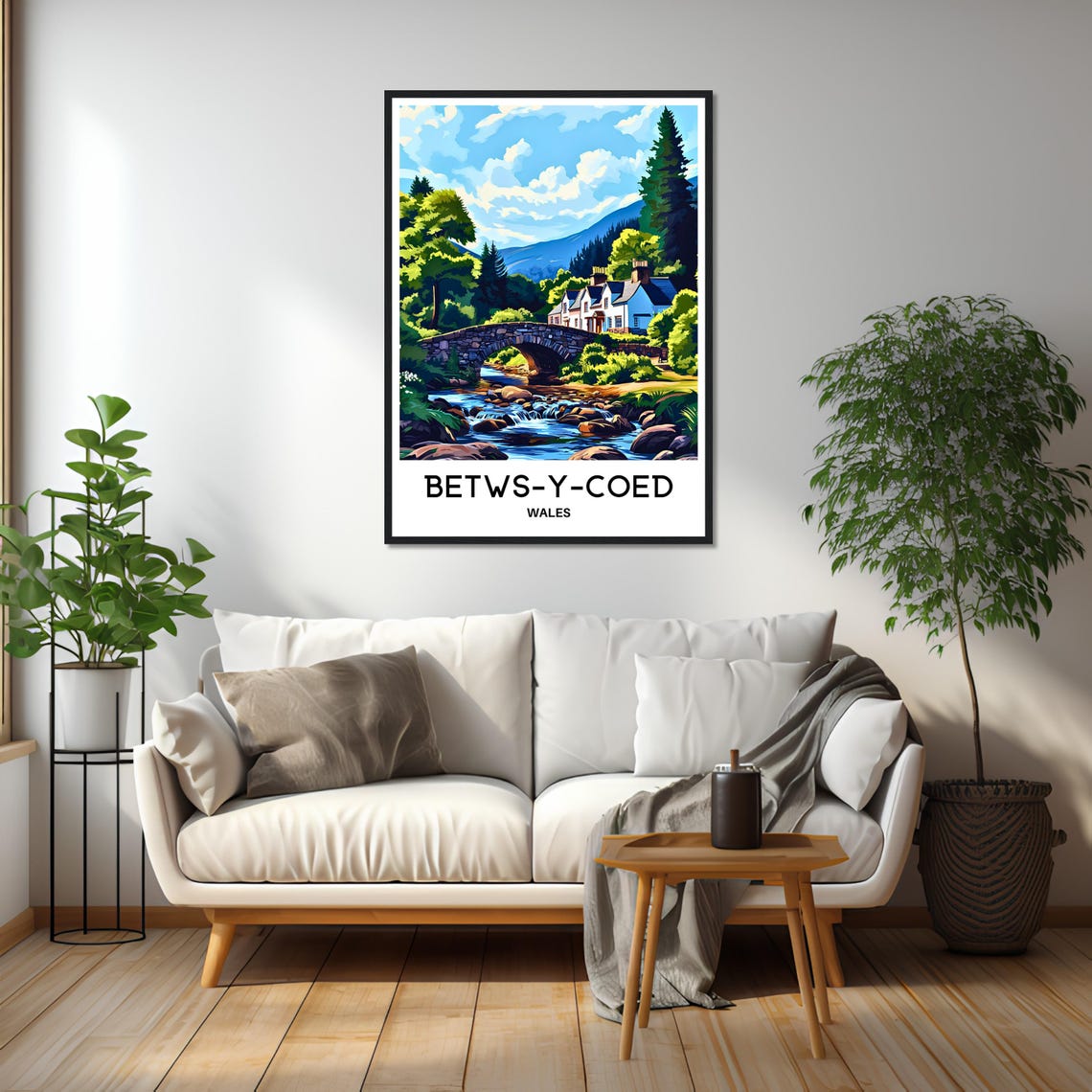 Betws Y Coed Wales Stone Bridge River Travel Illustration Poster - Image 2