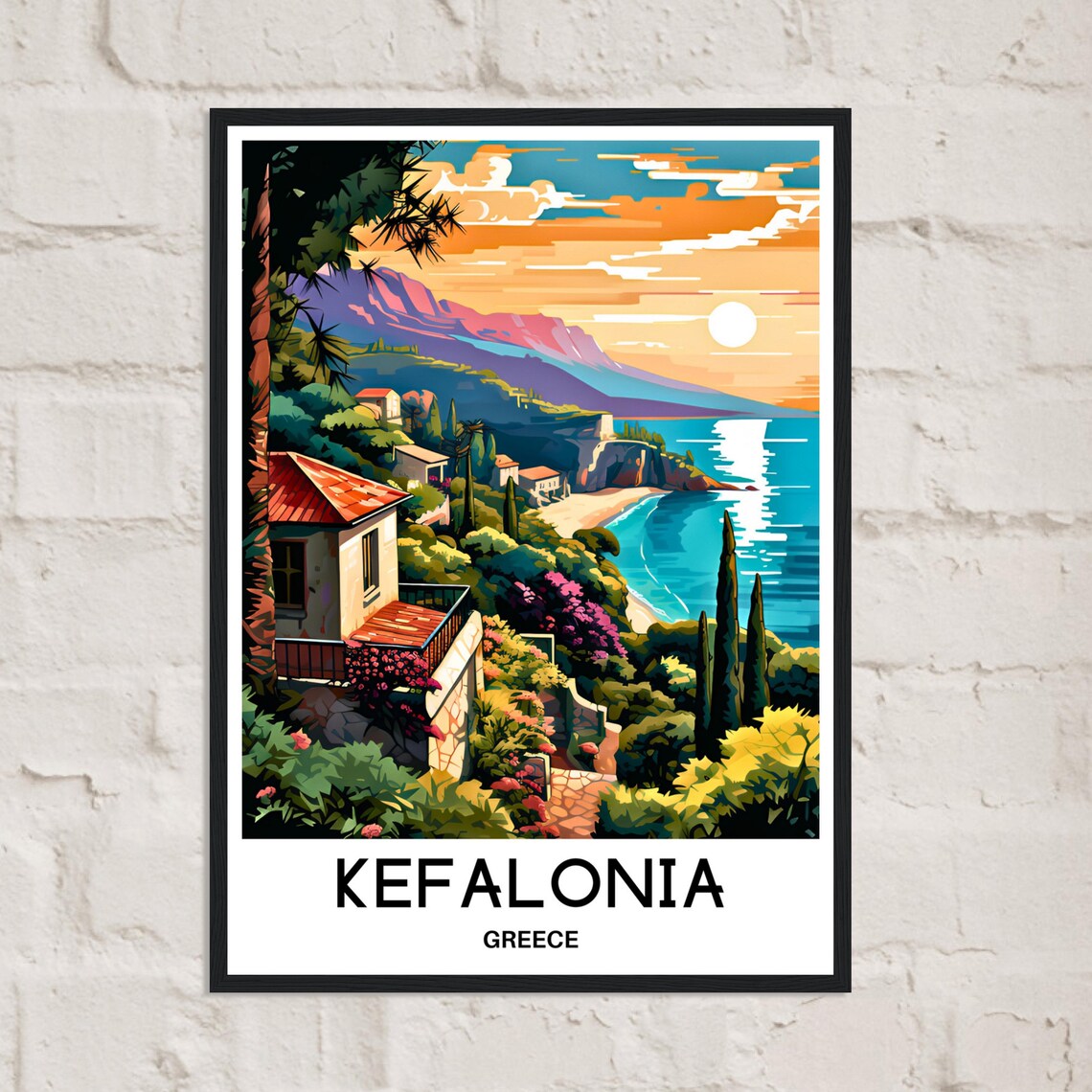 Kefalonia Travel Print Kefalonia Poster Greek Art Print Greece Lover Gift Wall Hanging Art Home Office Decor Cephalonia Island Illustration - Image 2