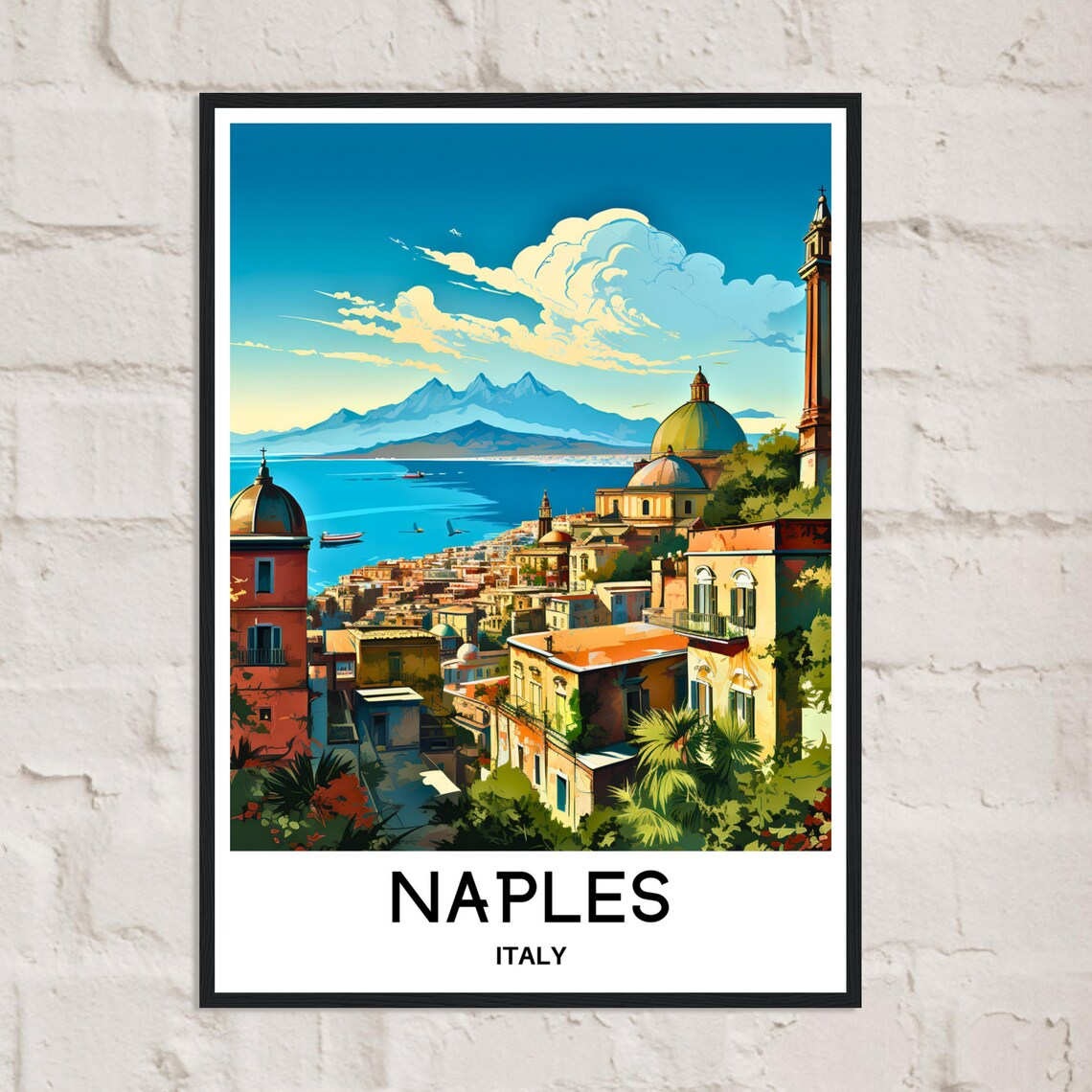 Naples Italy Bay Vesuvius Seaside City Vibrant Travel Poster - Image 2