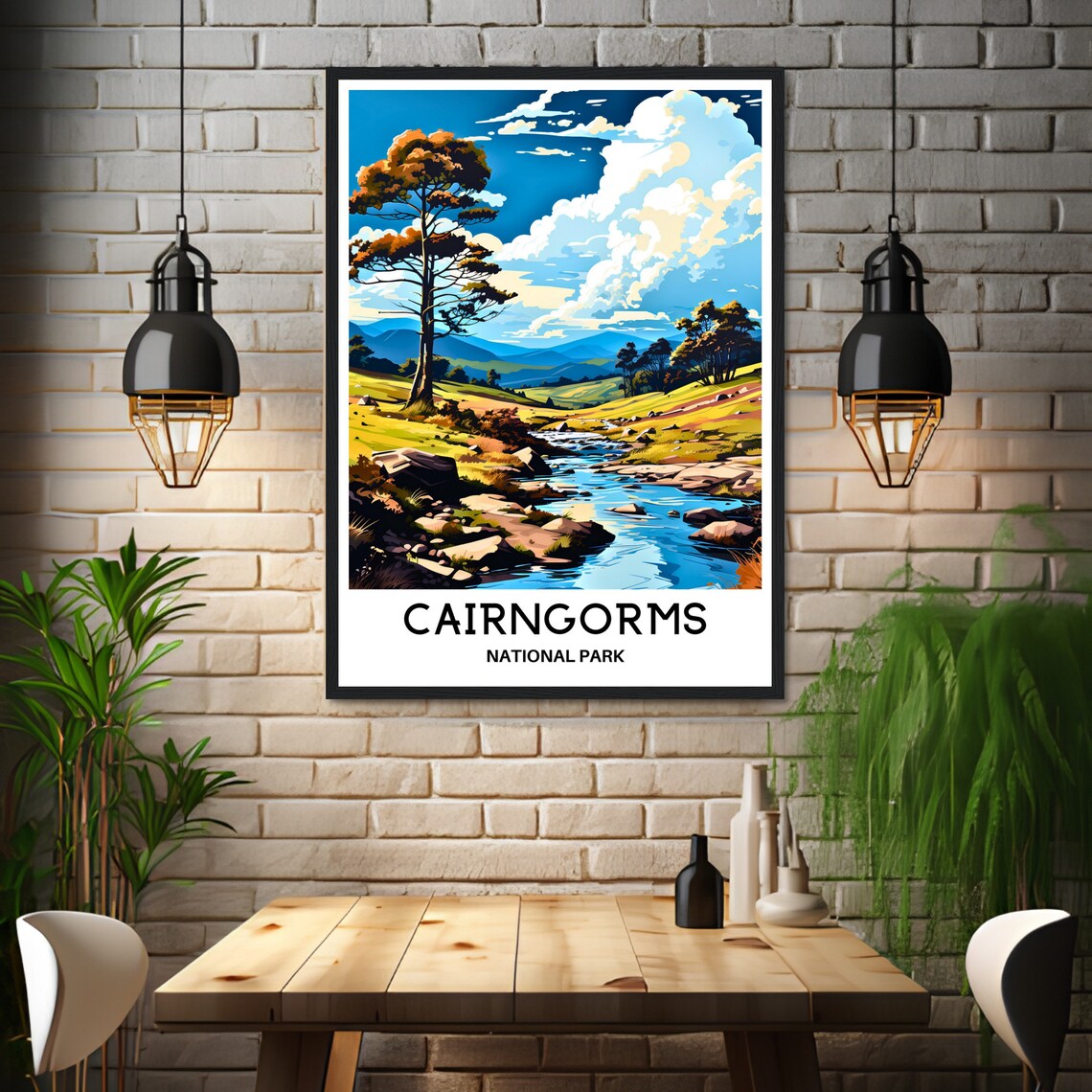 Cairngorms National Park Stream Among Pines Valley Travel Poster - Image 3