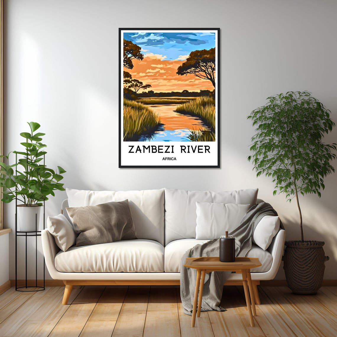 Zambezi River African Sunset Savanna Landscape Travel Poster - Image 2