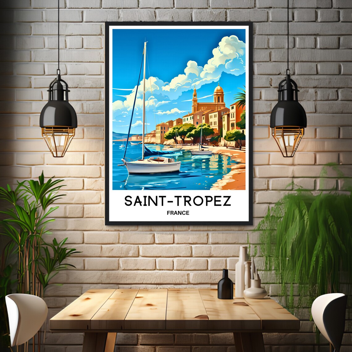 Saint-Tropez Harbor Sailboats French Riviera Coastline France Poster - Image 3