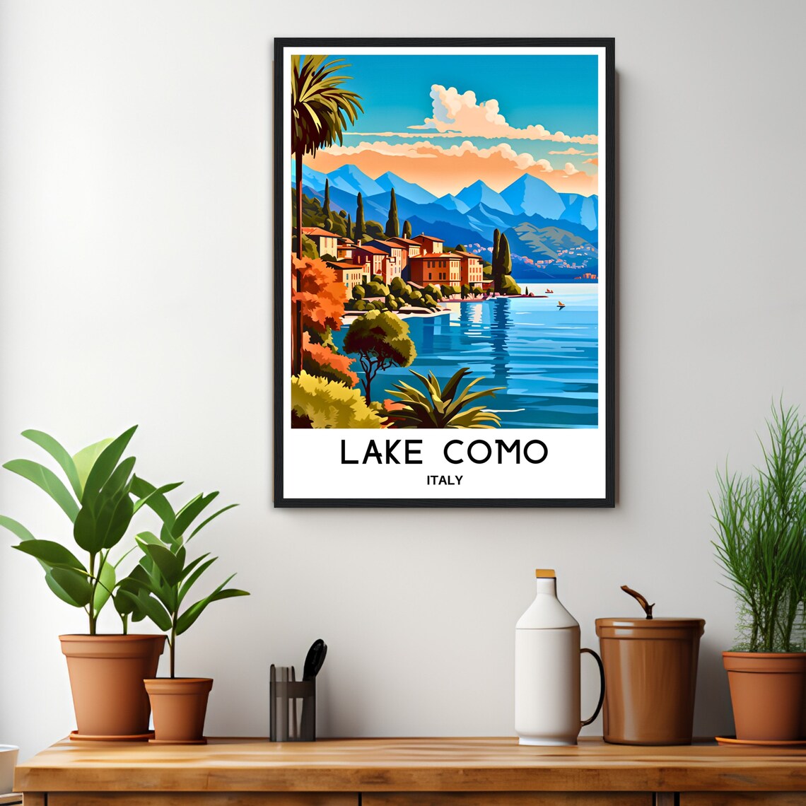 Lake Como Italy Lakeside Village Mountain Shore Travel Poster - Image 3