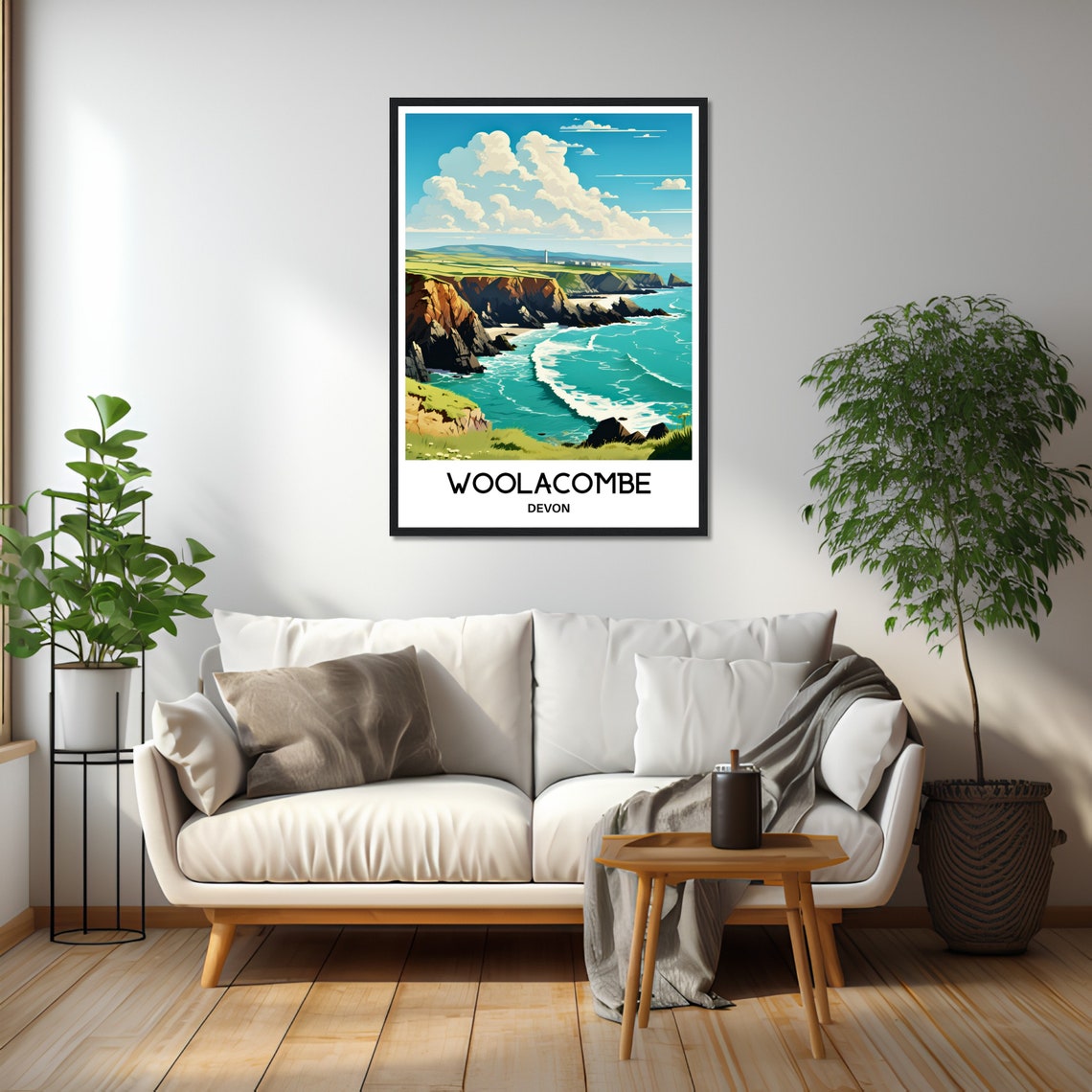 Woolacombe Devon Dramatic Rocky Cliffs Coastline View Poster - Image 2