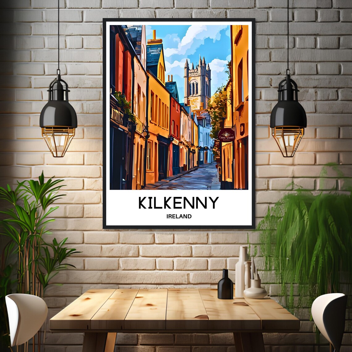 Kilkenny Ireland Historic Old Town Street Church Travel Poster - Image 3
