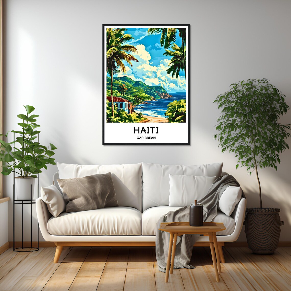 Haiti Caribbean Tropical Coast Beach Illustrated Travel Poster - Image 2