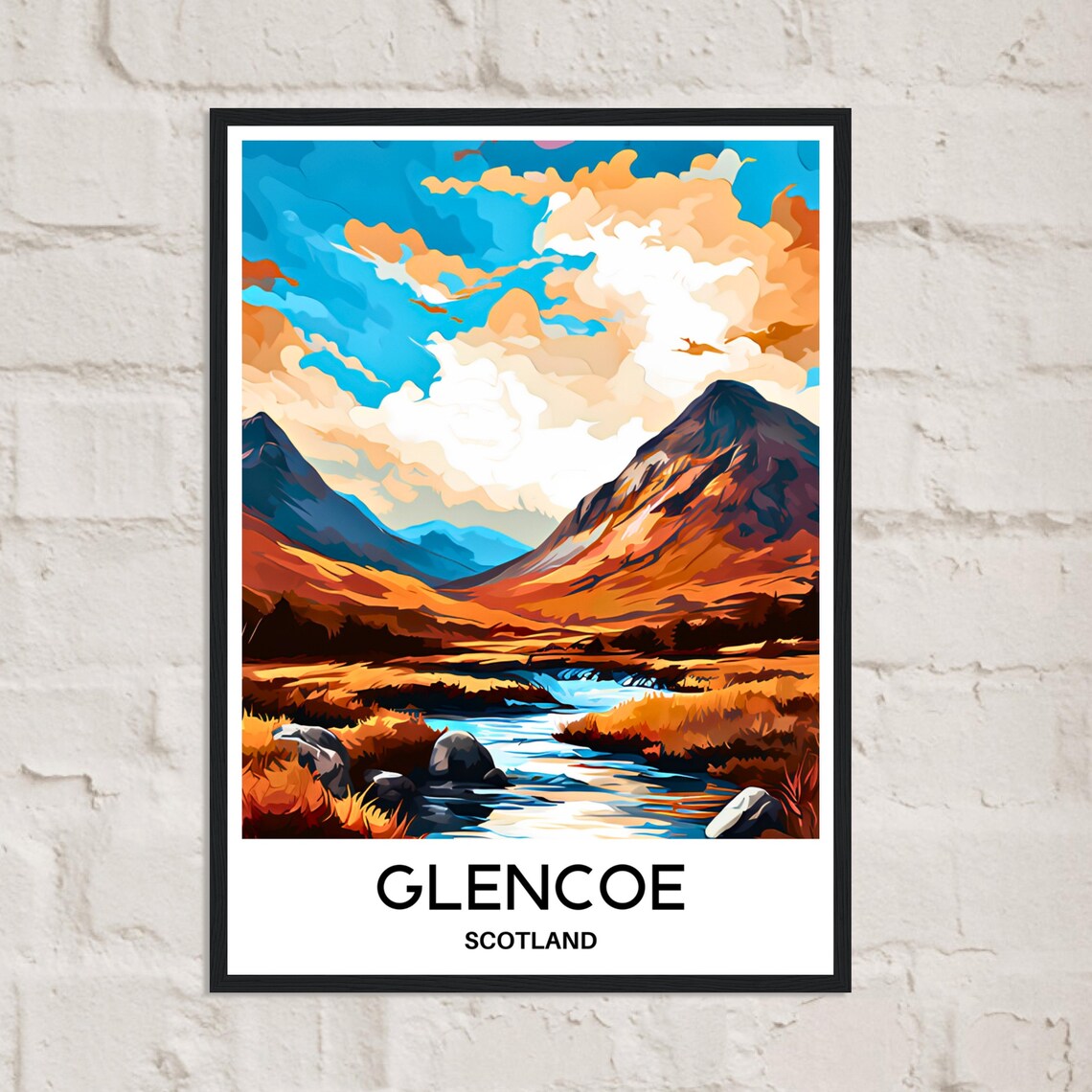 Glencoe Scotland Golden Autumn Valley River Vintage Travel Poster - Image 2