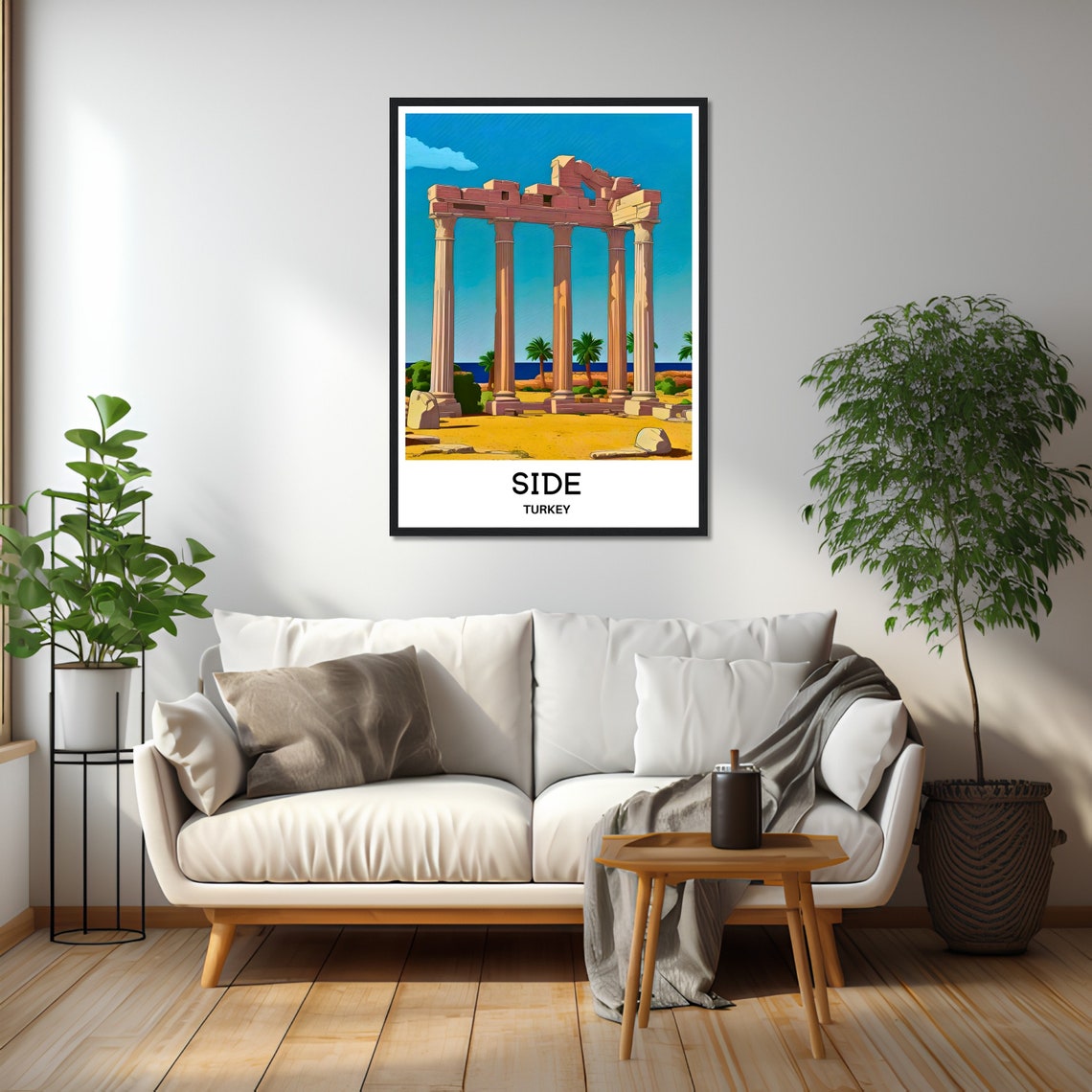 Side Turkey Ancient Temple Ruins Overlooking The Sea Travel Poster - Image 2