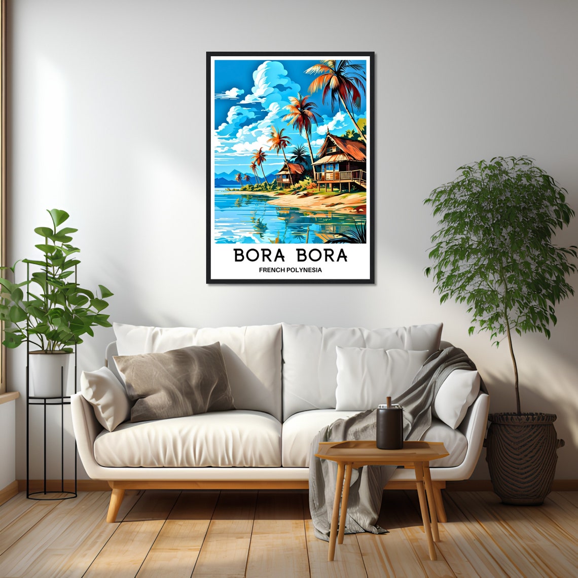Bora Bora Beach Bungalows Palms Lagoon Paradise Island Poster - Image 2
