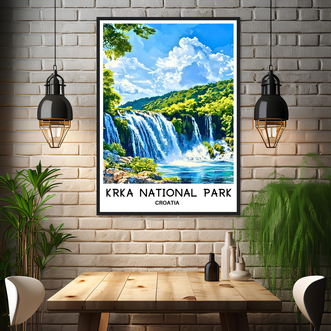 Krka National Park Croatia Waterfall Illustration Travel Poster - Image 3