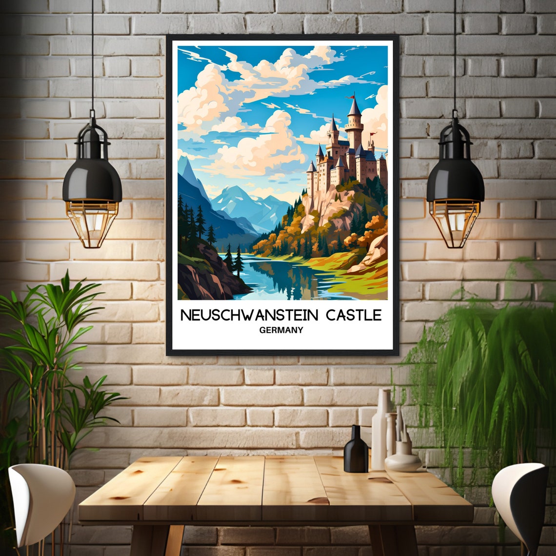 Neuschwanstein Castle Germany Fairytale Lake Alpine Travel Poster - Image 3