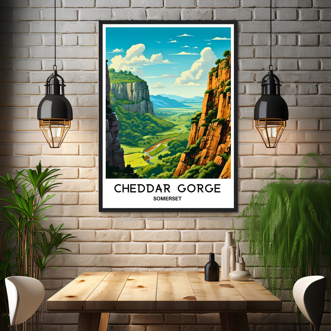 Cheddar Gorge Somerset Limestone Cliffs Valley Travel Poster - Image 3
