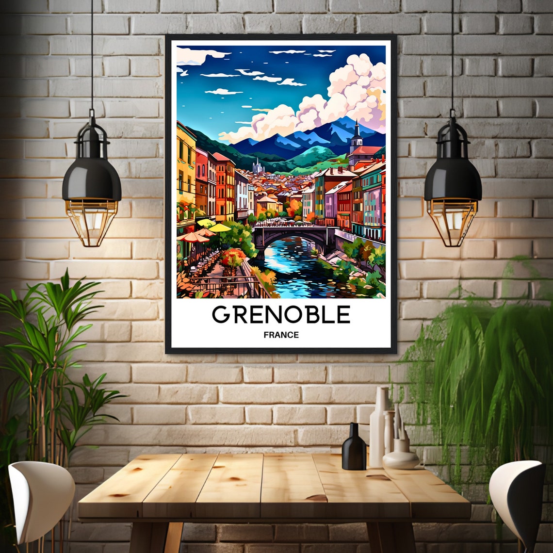 Grenoble Travel Print Grenoble Poster French Art Print France Lover Gift Wall Hanging Art Home Office Desk Decor Grenoble City Illustration - Image 3