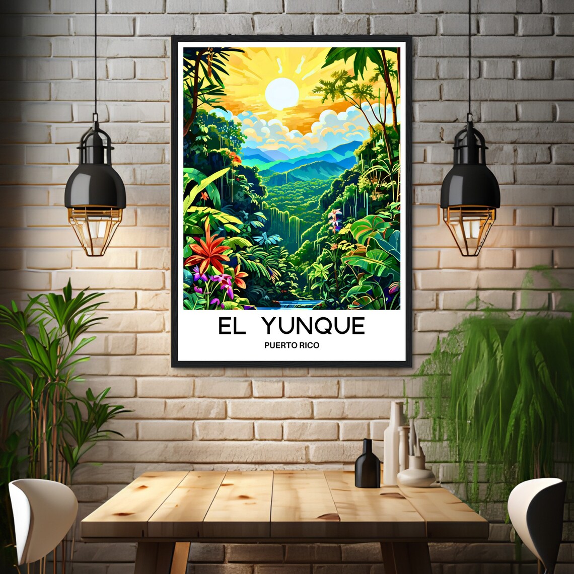 El Yunque Puerto Rico Rainforest Sunrise Lush Tropical Travel Poster - Image 3