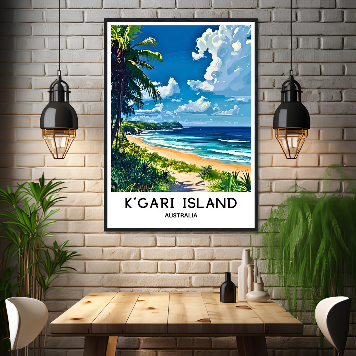 K'Gari Island Australia Tropical Palm Beach Island Travel Poster - Image 3