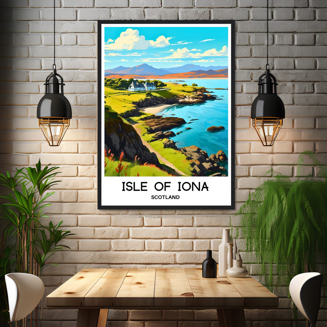 Isle Of Iona Travel Print Isle Of Iona Poster Scottish Art Print Scotland Lover Gift Wall Hanging Isle Of Iona Illustration Home Decor - Image 3