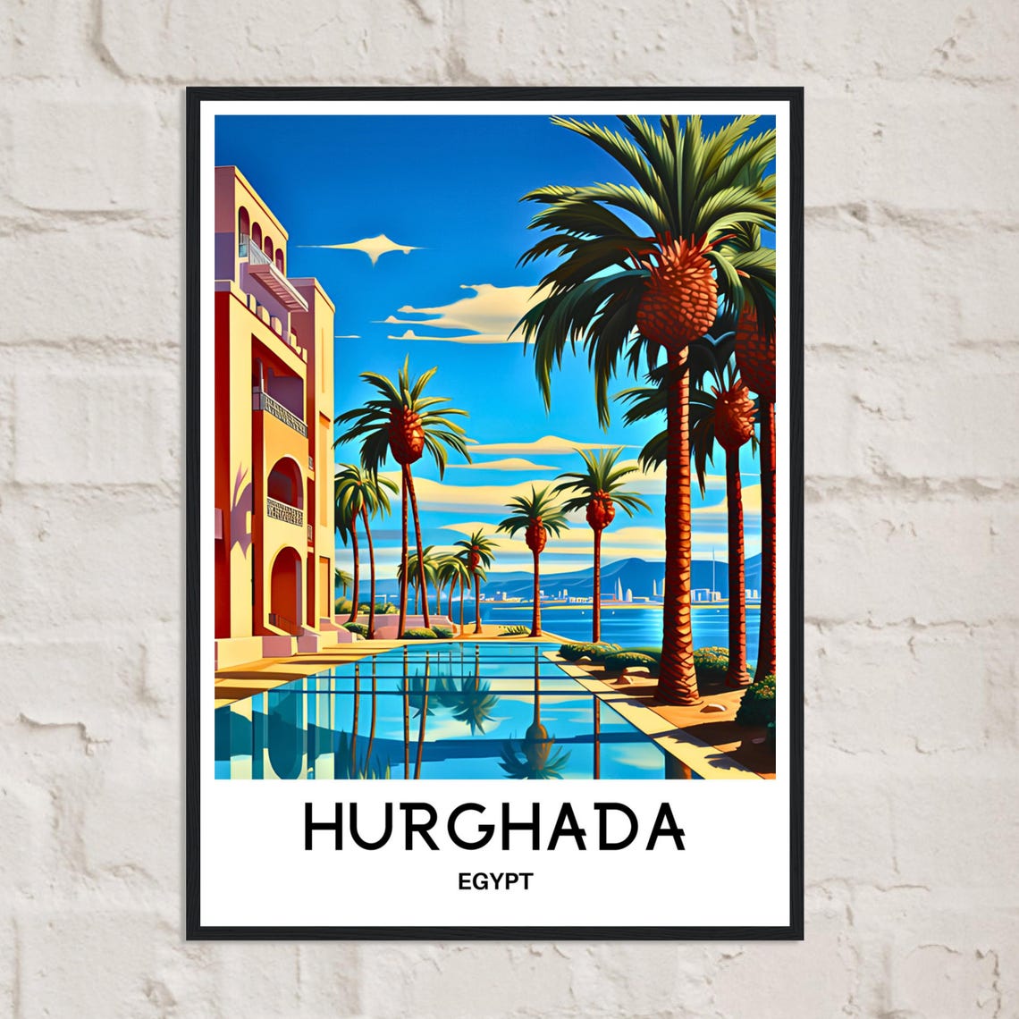 Hurghada Egypt Resort Infinity Pool With Palm Trees Travel Poster - Image 2