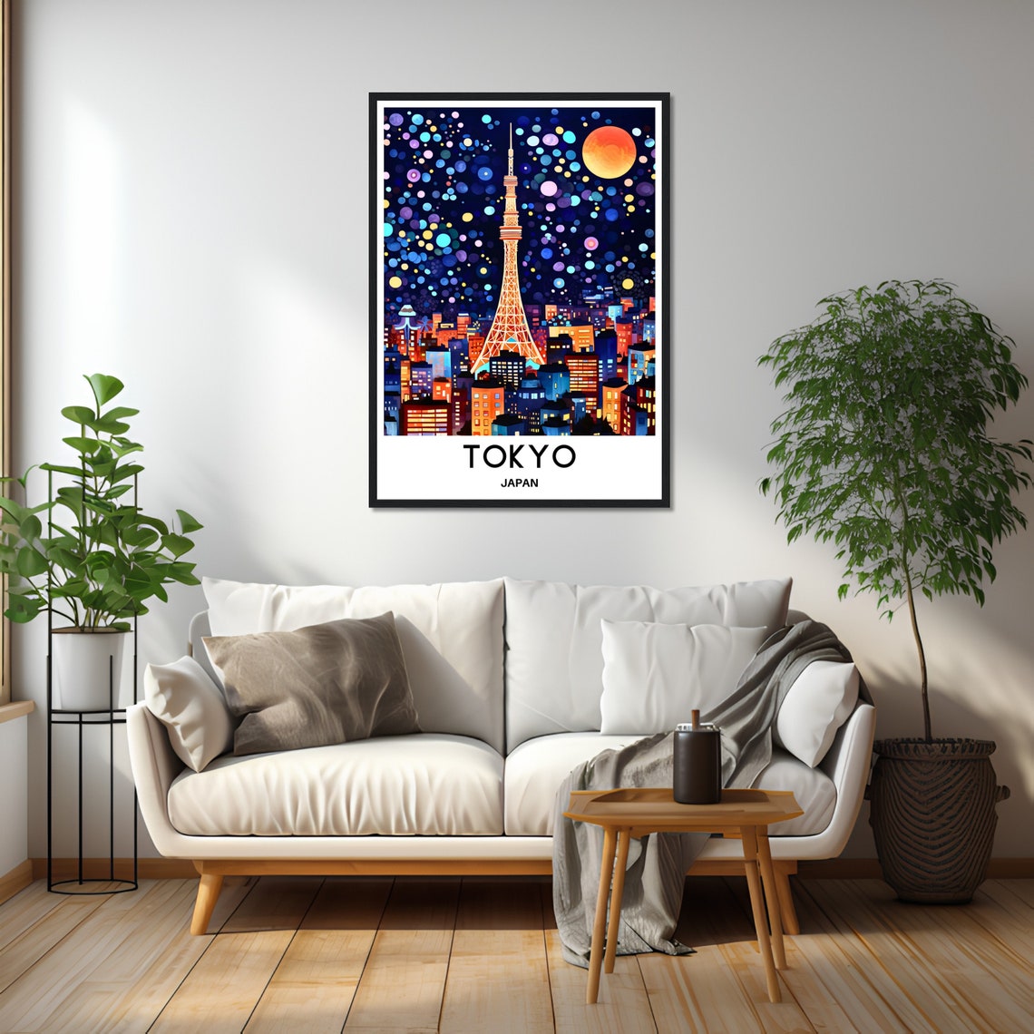 Tokyo Japan Tower at Night in Bright City Lights Travel Poster - Image 2