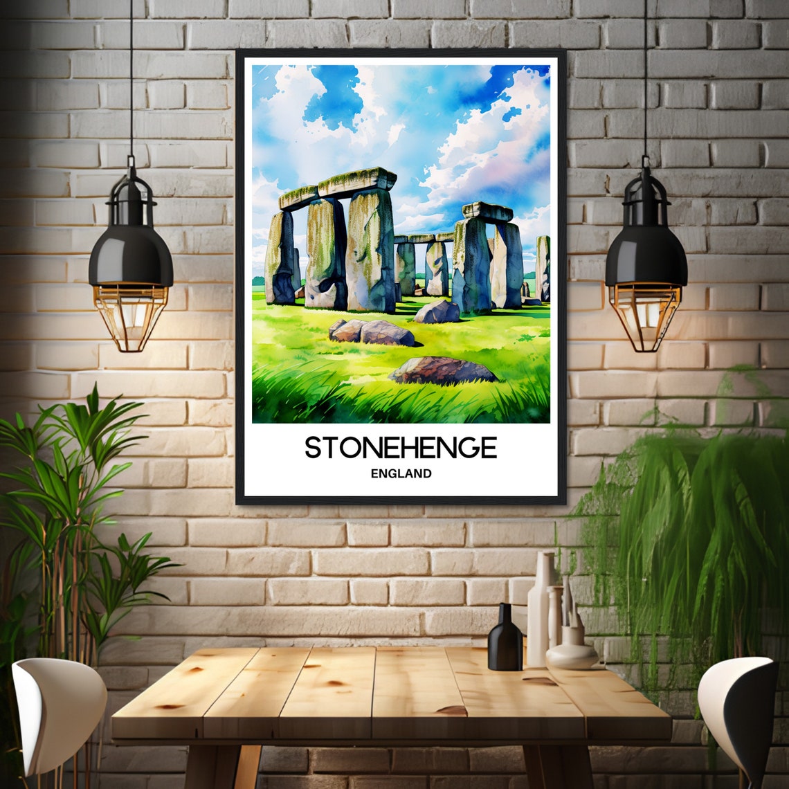 Stonehenge Watercolor Print Stonehenge Travel Poster English Art Print England Lover Gift Stonehenge Watercolour Painting Illustration - Image 3