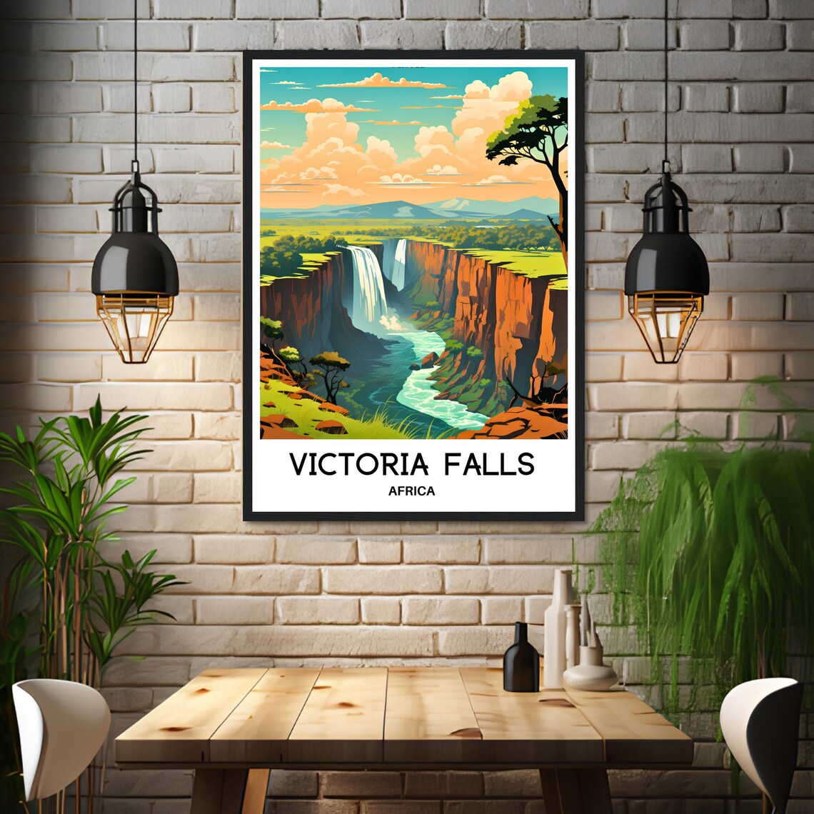 Victoria Falls Africa Vintage Style Travel Poster Of The Gorge Falls - Image 3