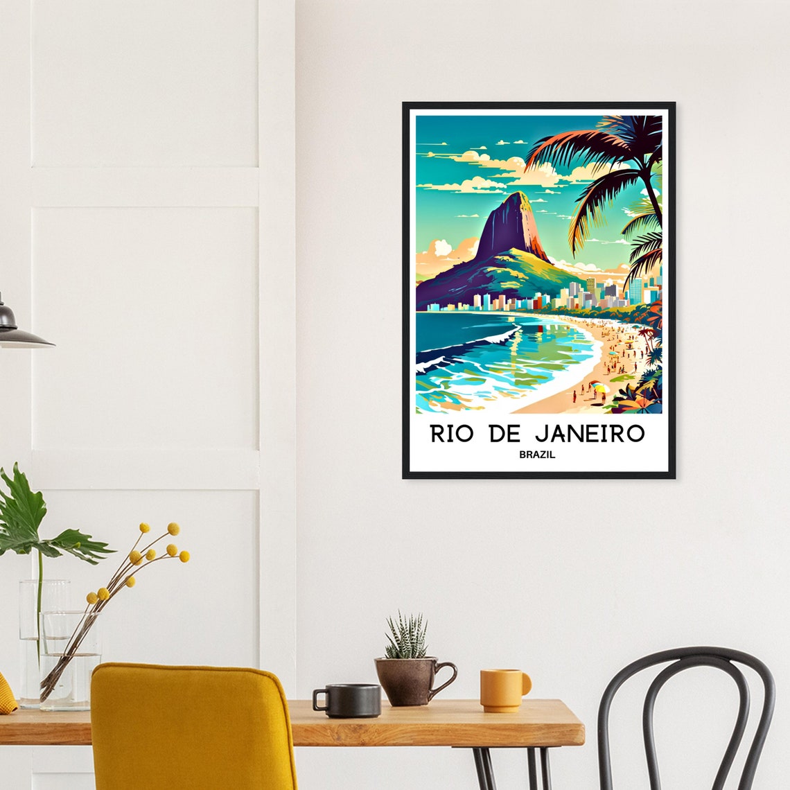 Vibrant Rio de Janeiro Beach Mountain Skyline Brazil Travel Poster - Image 2