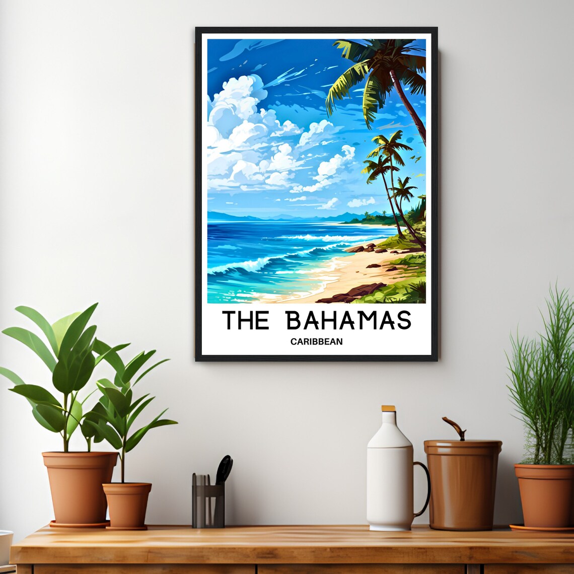 The Bahamas Caribbean Palm Beach Turquoise Sea Calm Travel Poster - Image 3