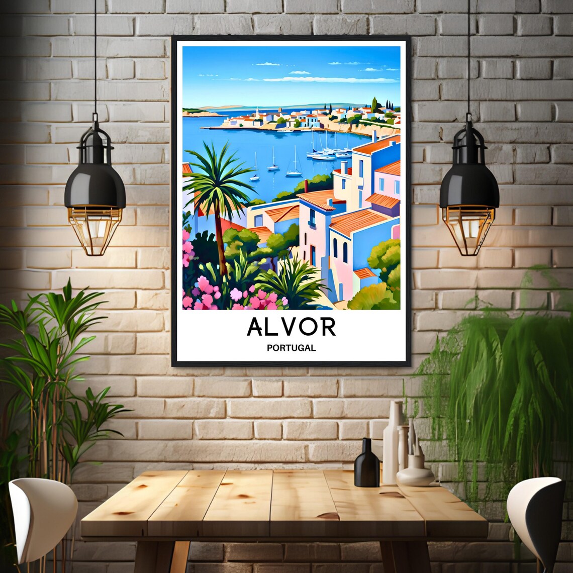 Alvor Portugal Algarve Harbor Town Sailing Boats Palm Poster - Image 3