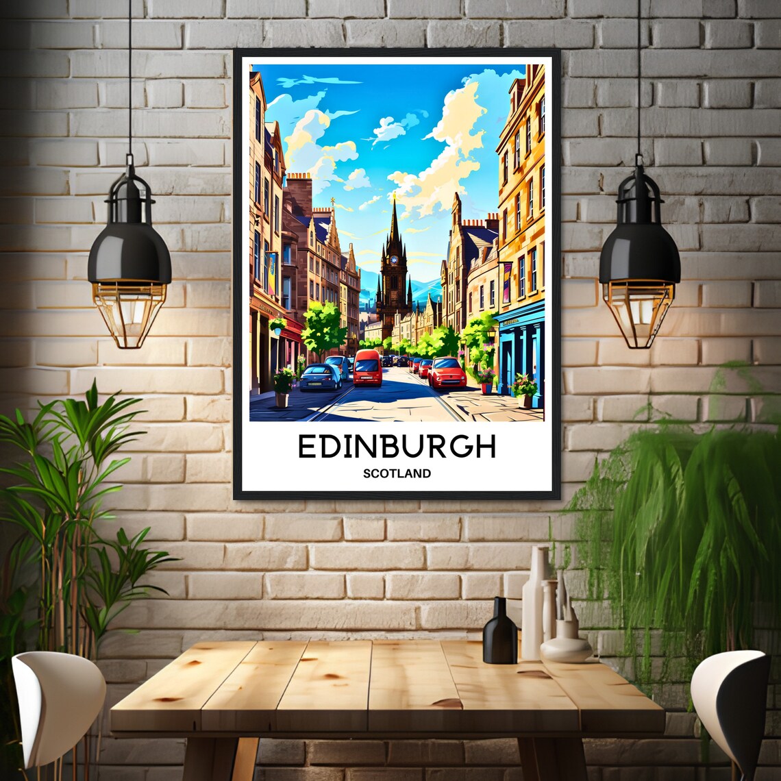 Edinburgh Scotland Historic Royal Mile Street Scene Travel Poster - Image 3