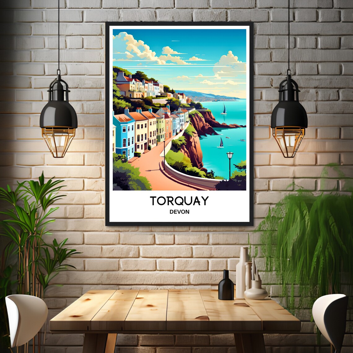 Torquay Travel Poster, Devon England Art Print - Image 3