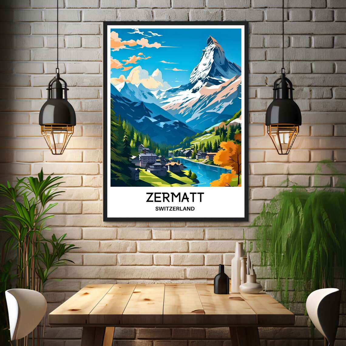 Zermatt Switzerland Matterhorn Mountain Village Travel Poster - Image 3