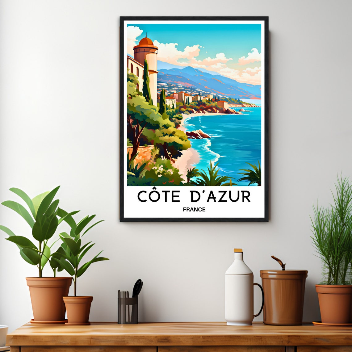 Cote Dazur Travel Print Cote Dazur Poster French Riviera Art Print France Lover Gift Wall Hanging Art Cote Dazur Illustration Home Decor - Image 3