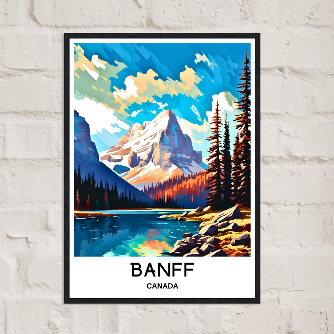 Banff Travel Poster Banff Travel Print Banff Art Print Banff Travel Gift Banff Lover Gift Banff Canada Print Banff Wall Art Banff Travel Art - Image 2