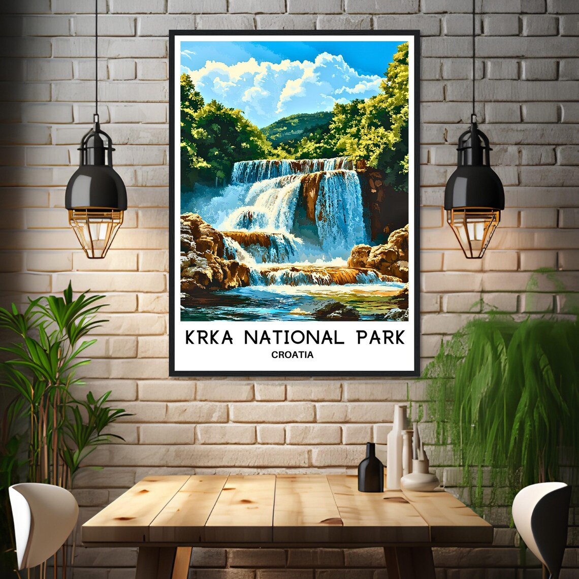 Krka National Park Croatia Waterfalls Vintage Travel Nature Art Poster - Image 3