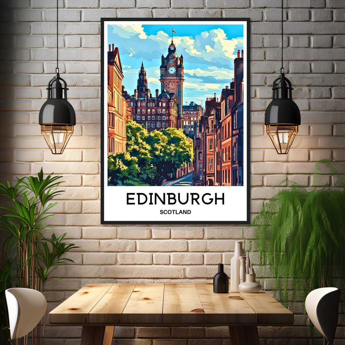Edinburgh Scotland Old Town and Balmoral Clock Tower City Poster - Image 3