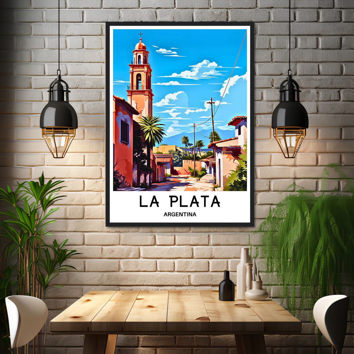La Plata Colonial Street With a Historic Bell Tower Church Poster - Image 3