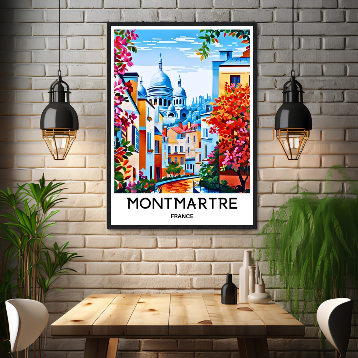 Montmartre Travel Print Montmartre Poster French Art Print France Lover Gift Wall Hanging Art Cote Paris Illustration Home Office Decor - Image 3