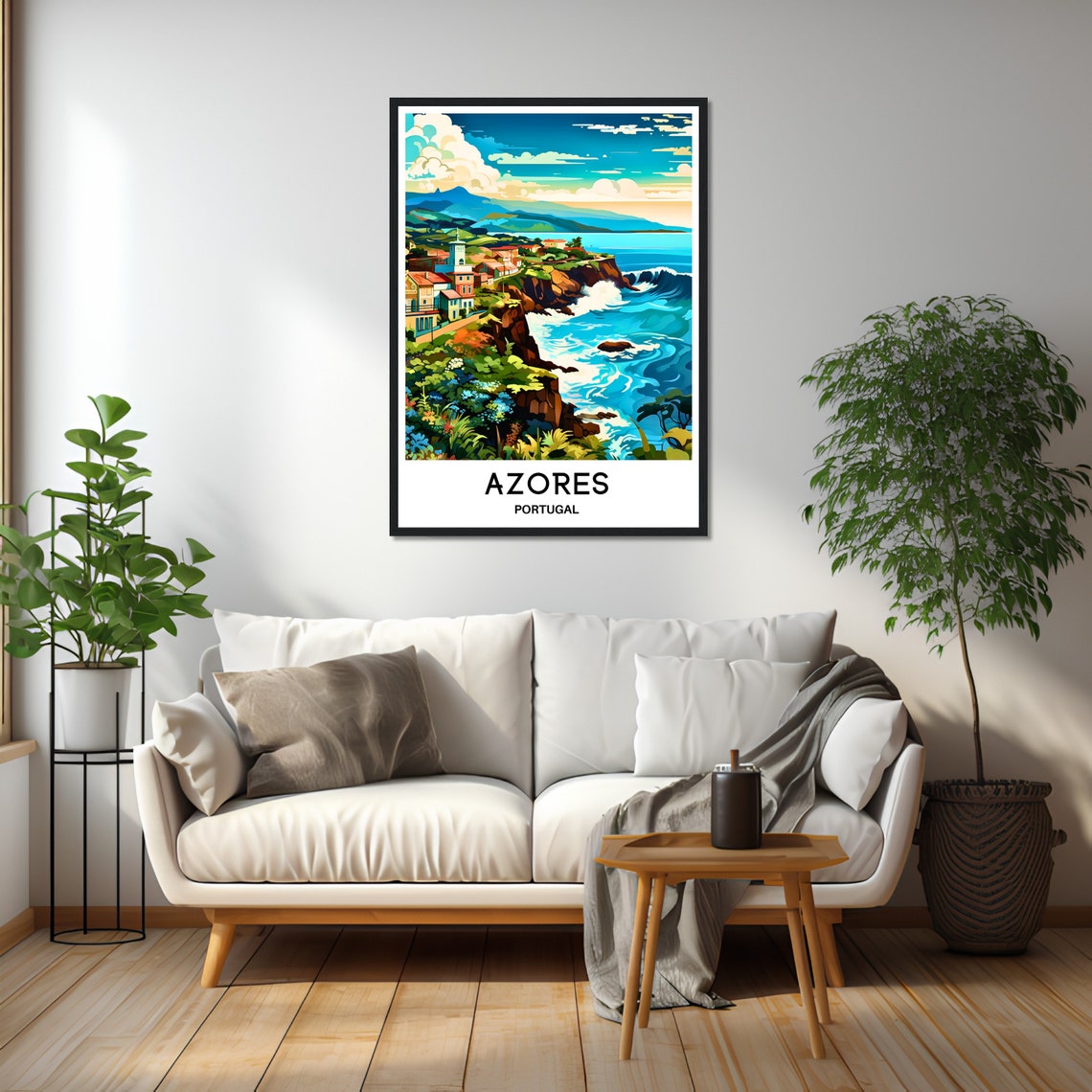 Azores Travel Poster Azores Travel Print Azores Island Print Azores Travel Gift Azores Wall Art Azores Painting Azores Portugal Print Azores - Image 3