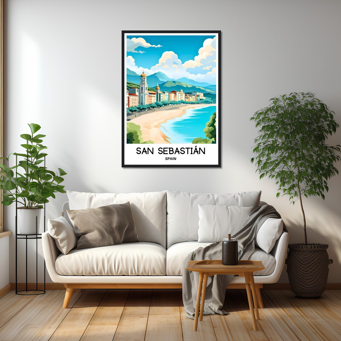 San Sebastian Spain Beachfront Promenade Vintage Style Travel Poster - Image 2