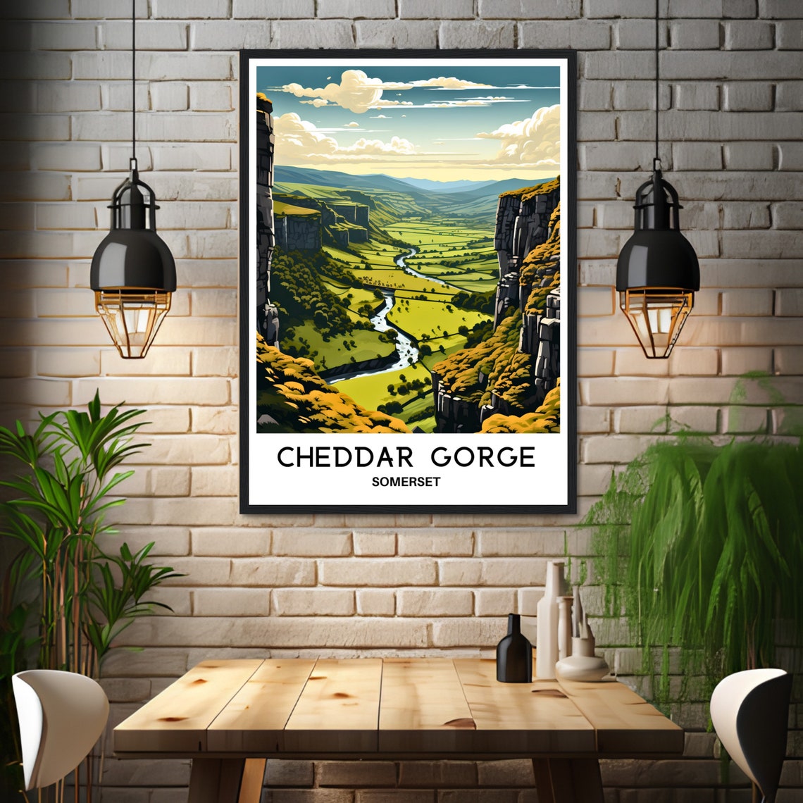 Cheddar Gorge Somerset Dramatic Cliffs Green Valley Travel Poster - Image 3