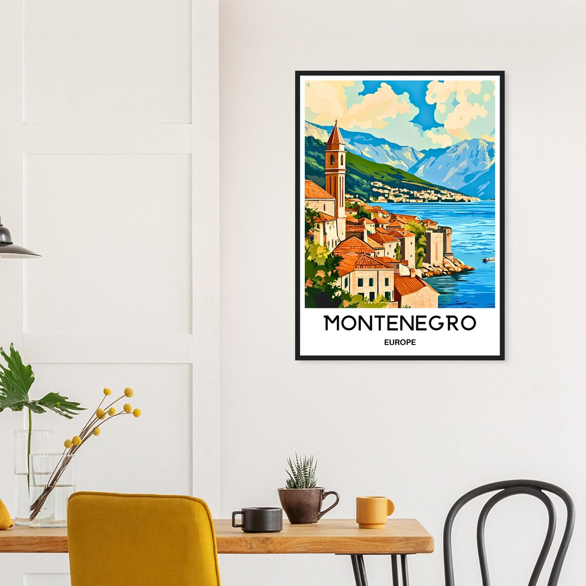 Montenegro Europe Coastal Old Town Bell Tower Sea View Travel Poster - Image 3