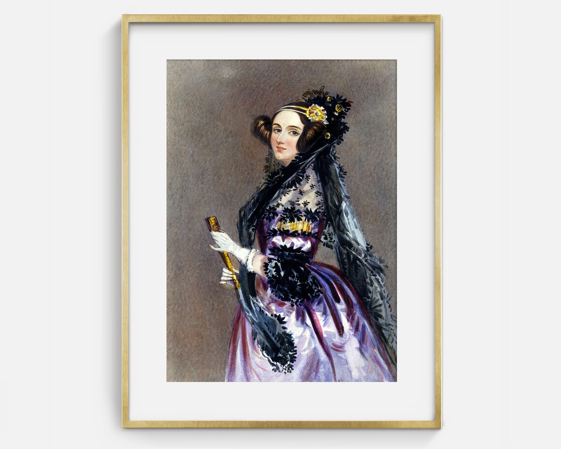 Ada Lovelace Victorian Portrait Purple Dress Black Lace Shawl Art Poster - Image 2