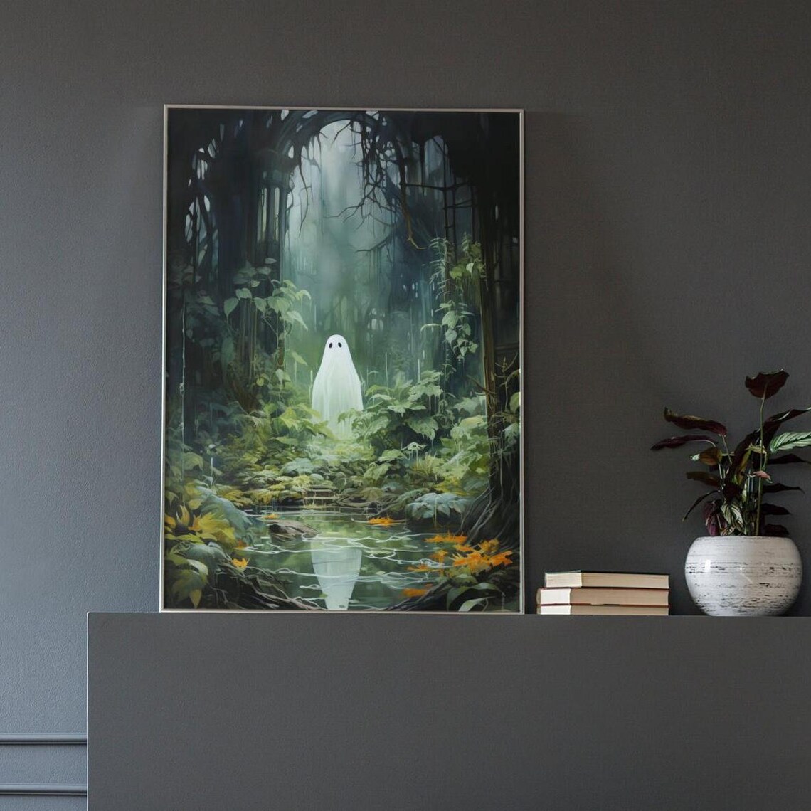 Ghost Forest Poster, Dark Academia Gothic Art Print
