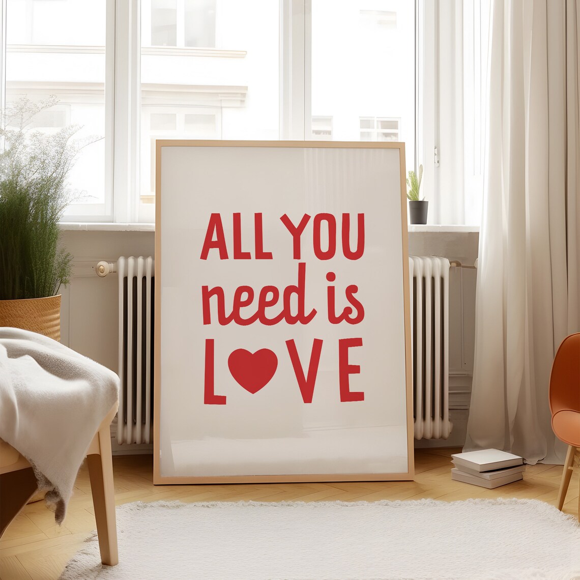 All You Need Is Love Red Heart Bold Typography Quote Wall Poster - Image 3