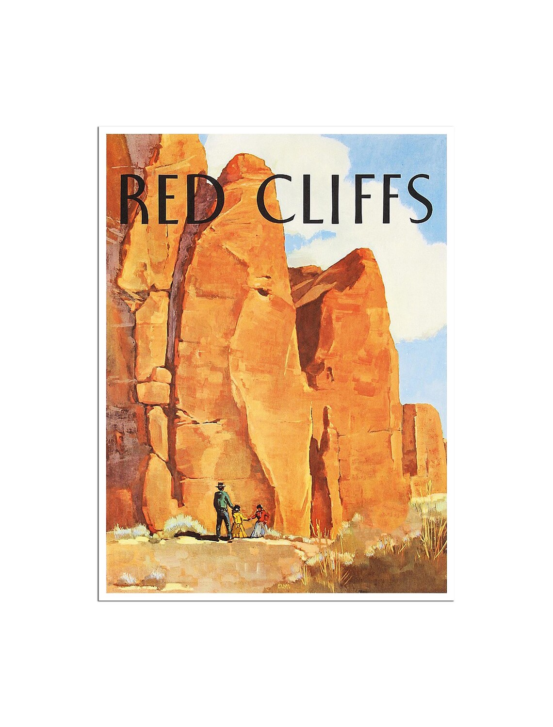 Moab Utah Travel Poster, Red Cliffs Landscape