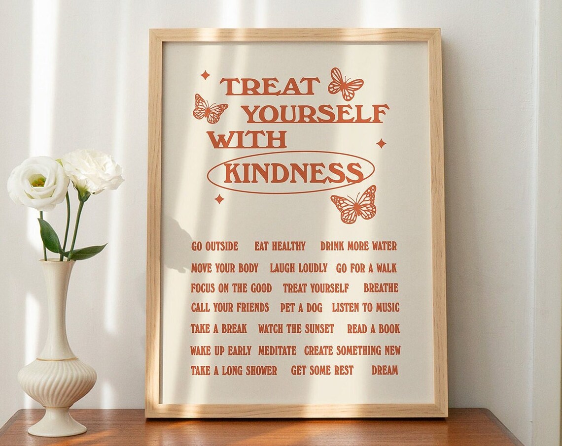 Affirmations Wall Print Positive Affirmations Print Retro Wall Decor Prints Instant Art Orange