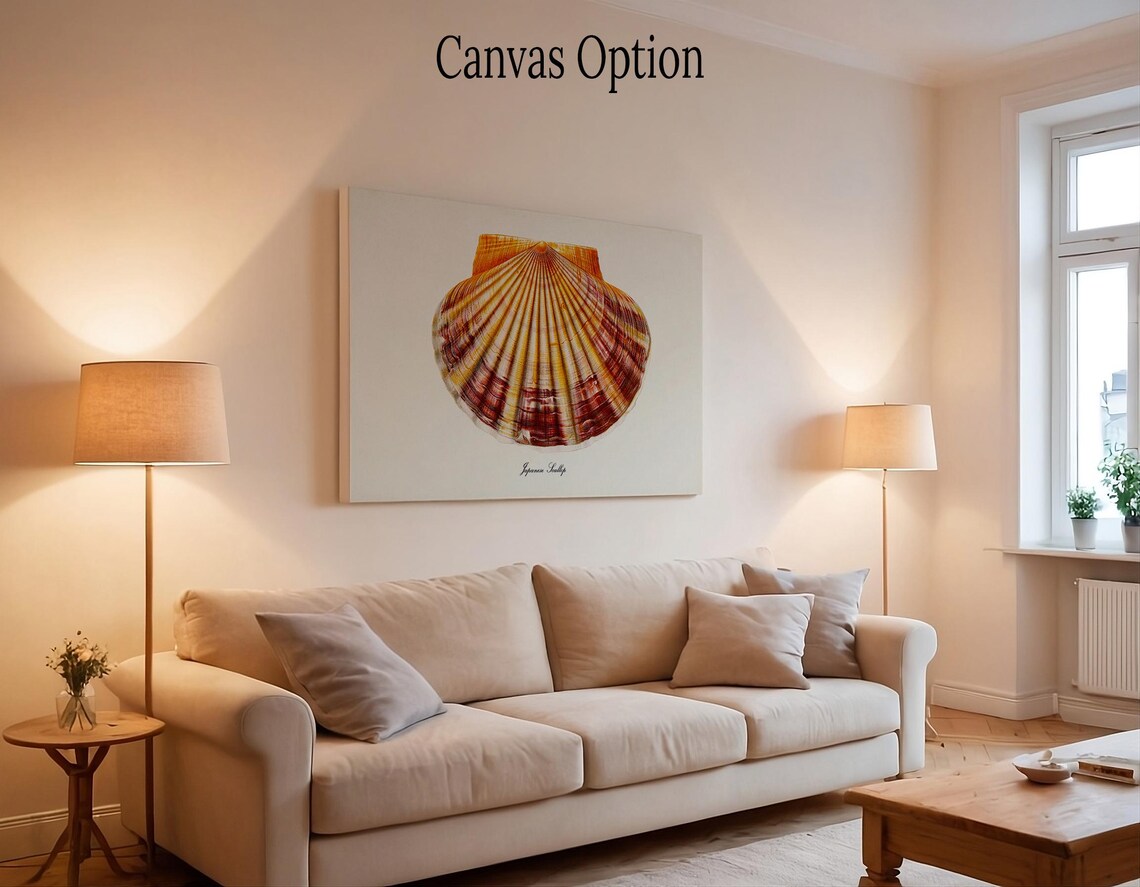 Japanese Scallop Shell Art Print, Ocean Decor - Image 2