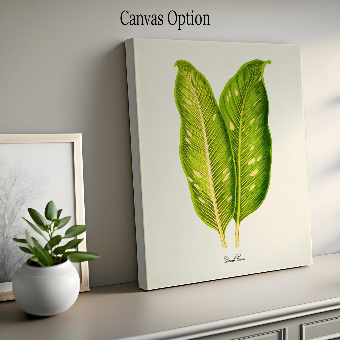 Dumb Cane Botanical Wall Art Print, Green Leaves - Image 2